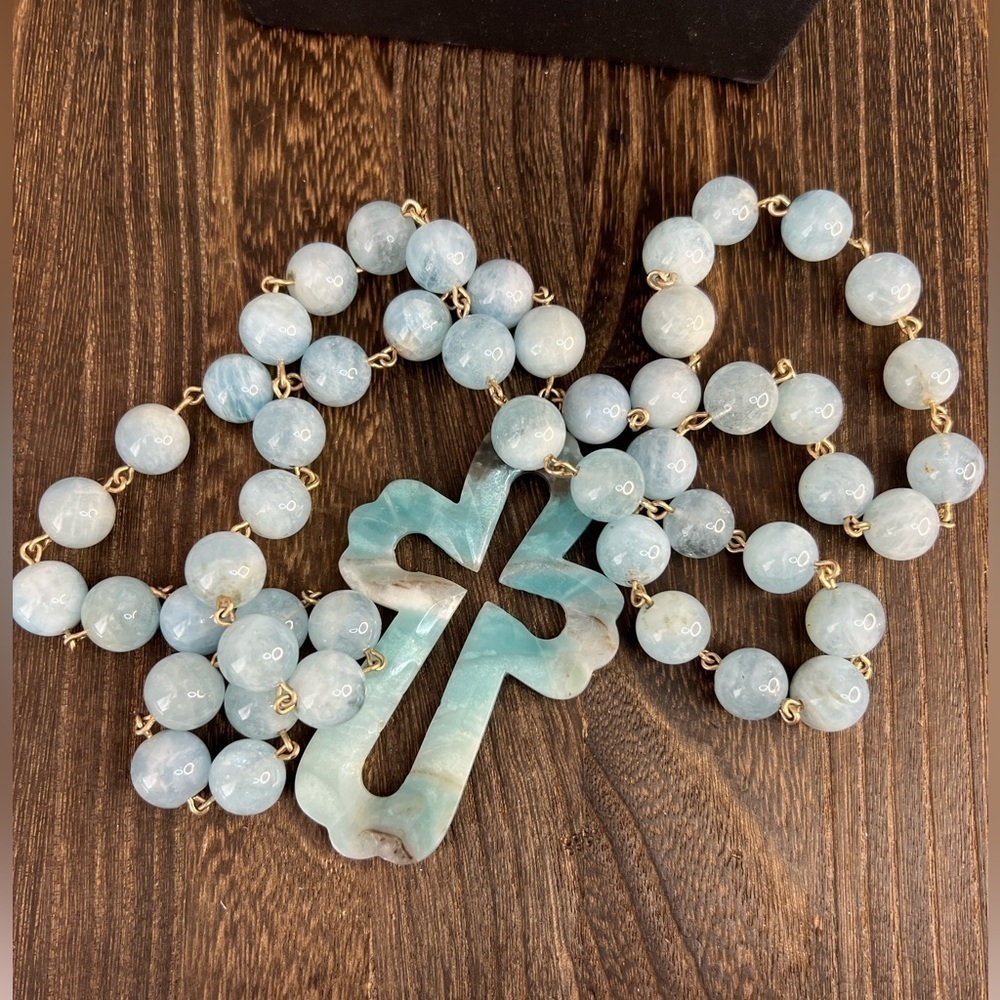 Allegra Fanjul Stone Necklace w/Cross Pendant 22” D4